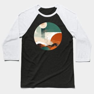 Abstract Emerald and Rust Whimsical Landscape Texture Baseball T-Shirt